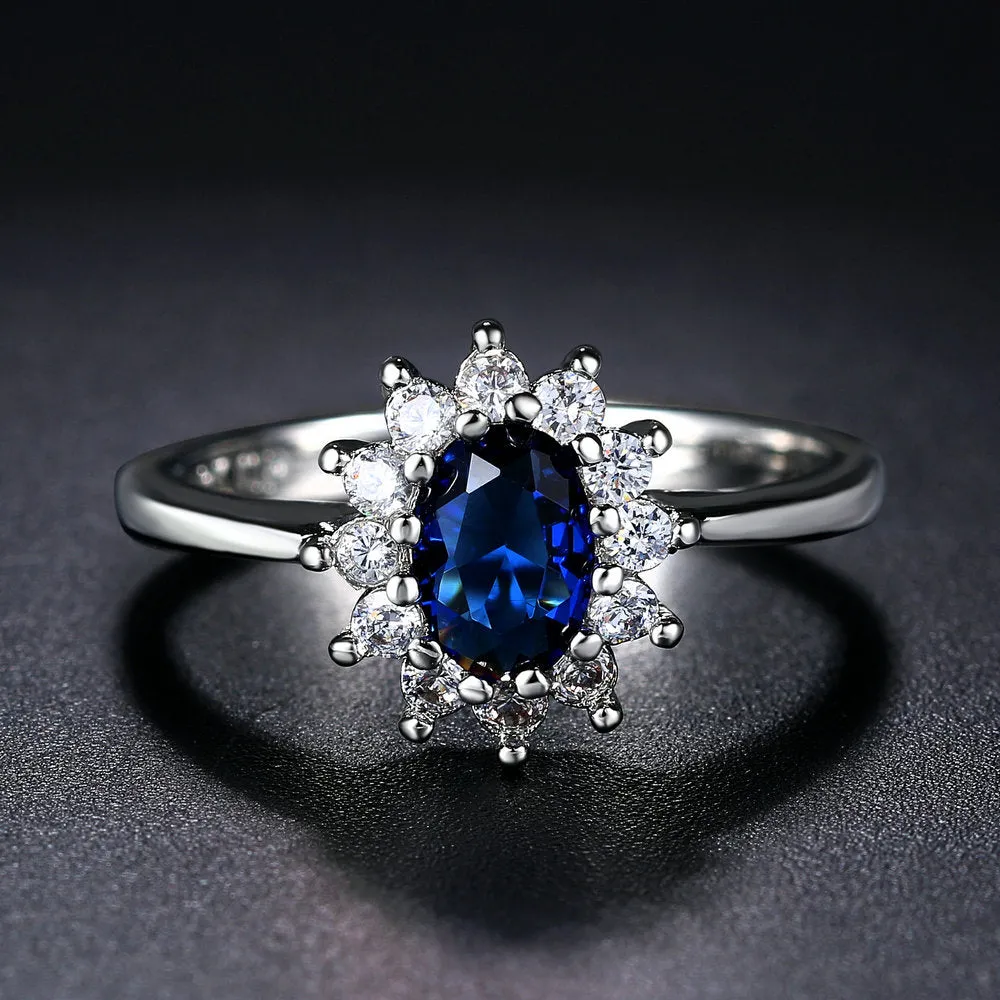 ZHOUYANG Princess Kate Blue Gem Created Blue Crystal Silver Color Wedding Finger Crystal Ring Brand Jewelry for Women ZYR076