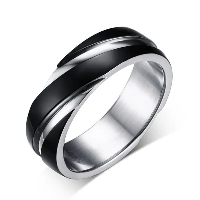 ZORCVENS 2022 New Punk Vintage Black Stainless Steel Engagement Rings For Women Men Classic Wedding Bands Party Jewelry